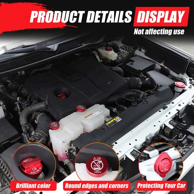 

Aluminum Alloy Car Engine Room Oil Cap Fluid Reservoir Water Tank Cover Trim For Toyota Tundra 2022-2025 Car Accessories