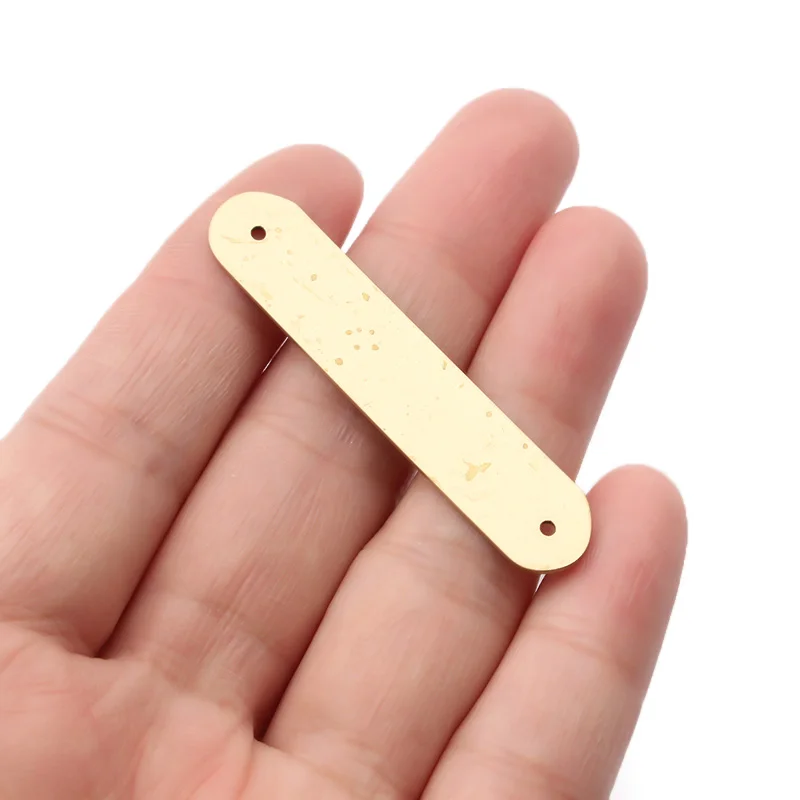 10pcs Raw Brass Stamping Blank Pendant Connector Flat Oval Bar Charms Tag for DIY Jewelry Finding Necklace Bracelet Making - view 2