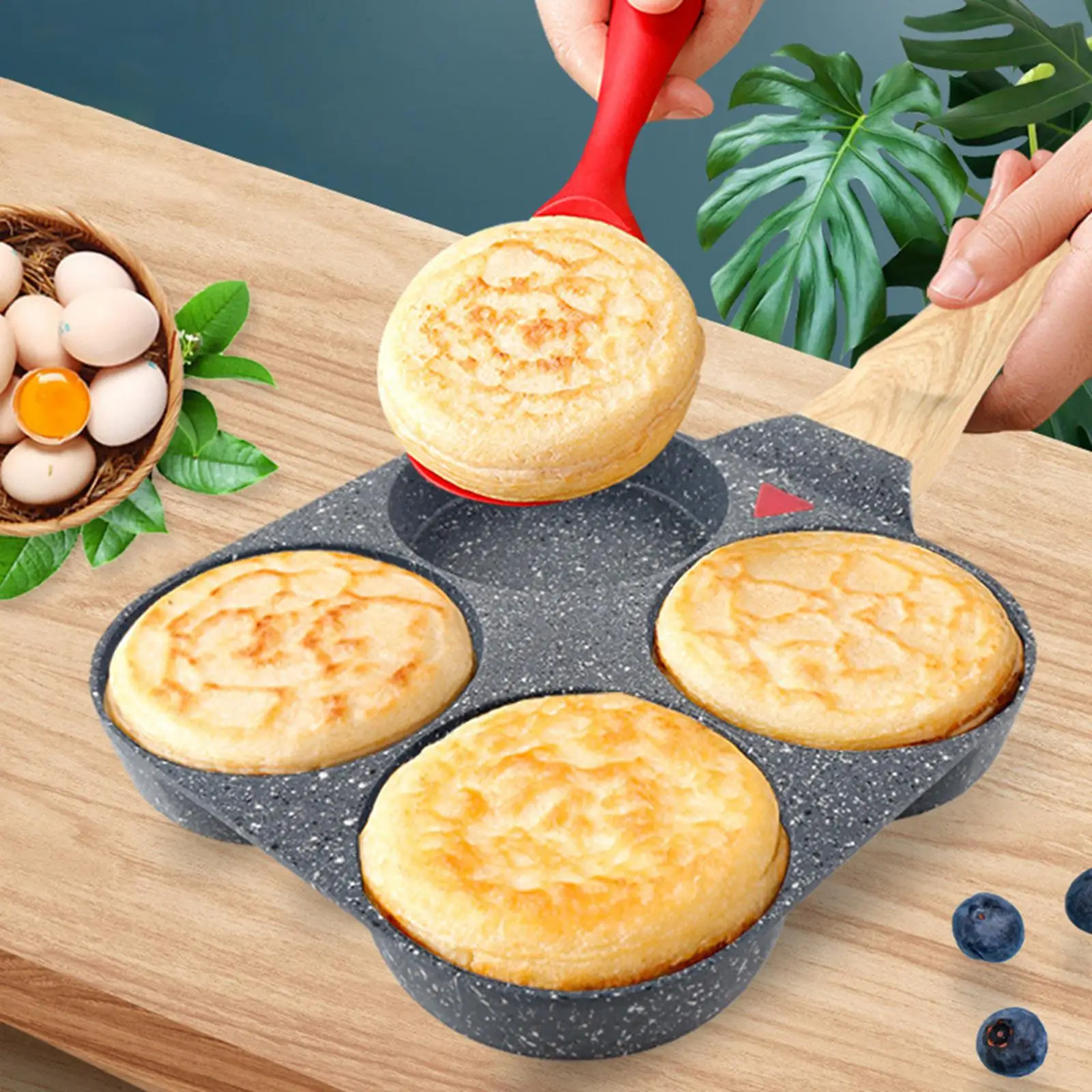 4 Hole Omelette Pan Breakfast Egg Hamburger Pan Non-Stick Pan Home New Steak Omelette Pan Electric Ceramic Stove