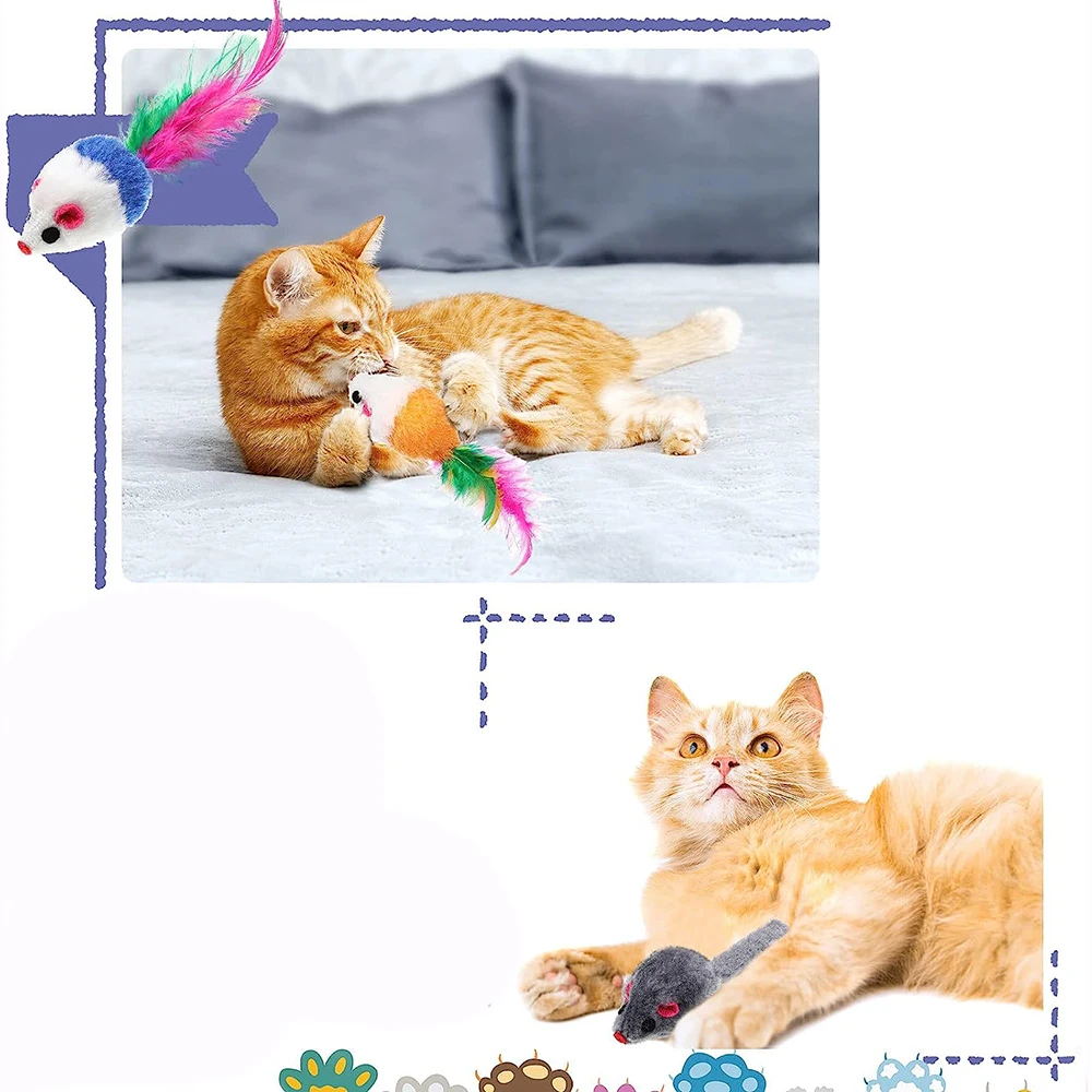 Cat Mouse Toys Rattle Mouse Cat Toy Assorted Interactive Cat Toys for Indoor Kitten Cats Catch Play Mouse Toy Sound Mouse