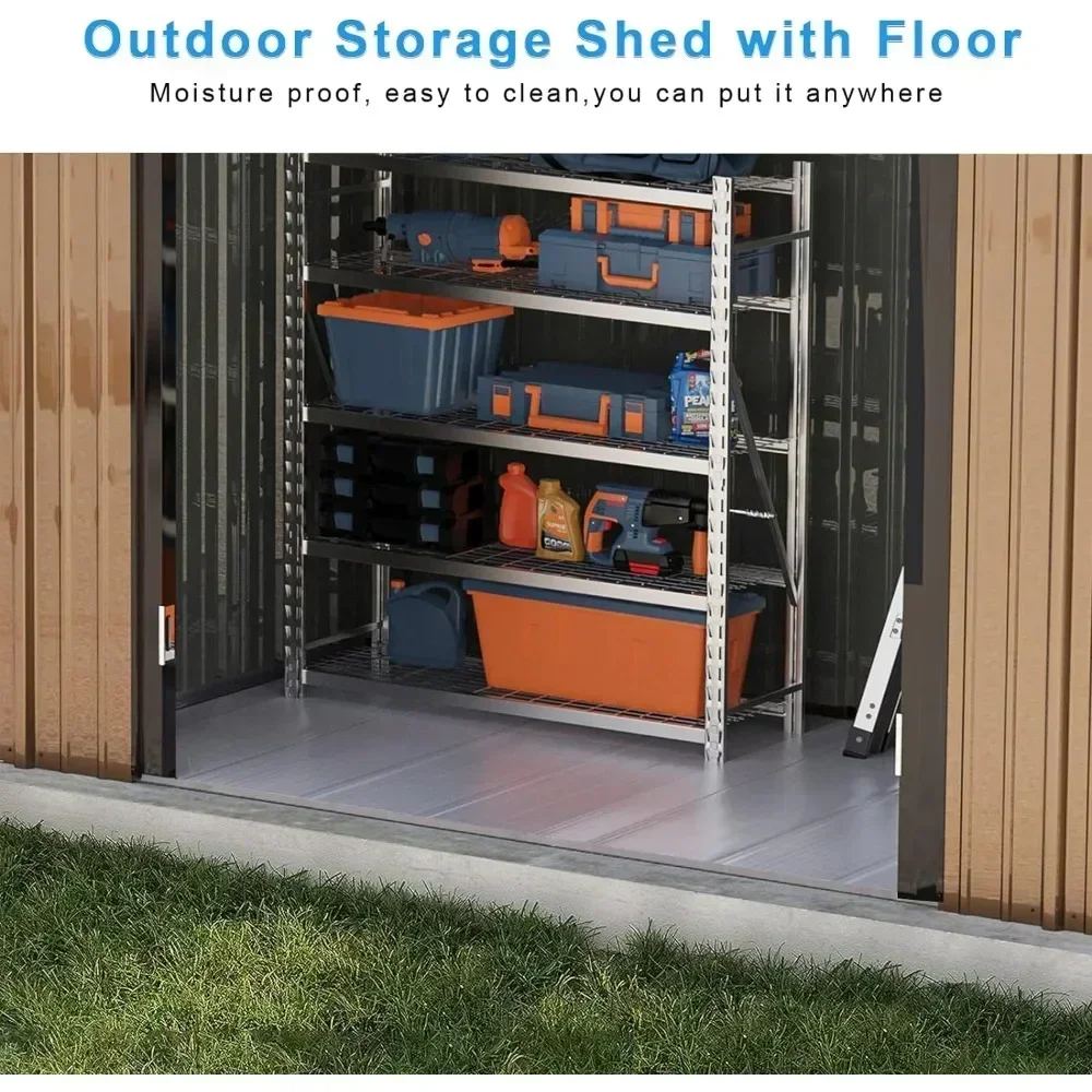 Outdoor Storage Shed with Floor, Utility Tool, House with Lockable Door Tools, Garden Buildings, Booth Shelter, 6x8 Ft