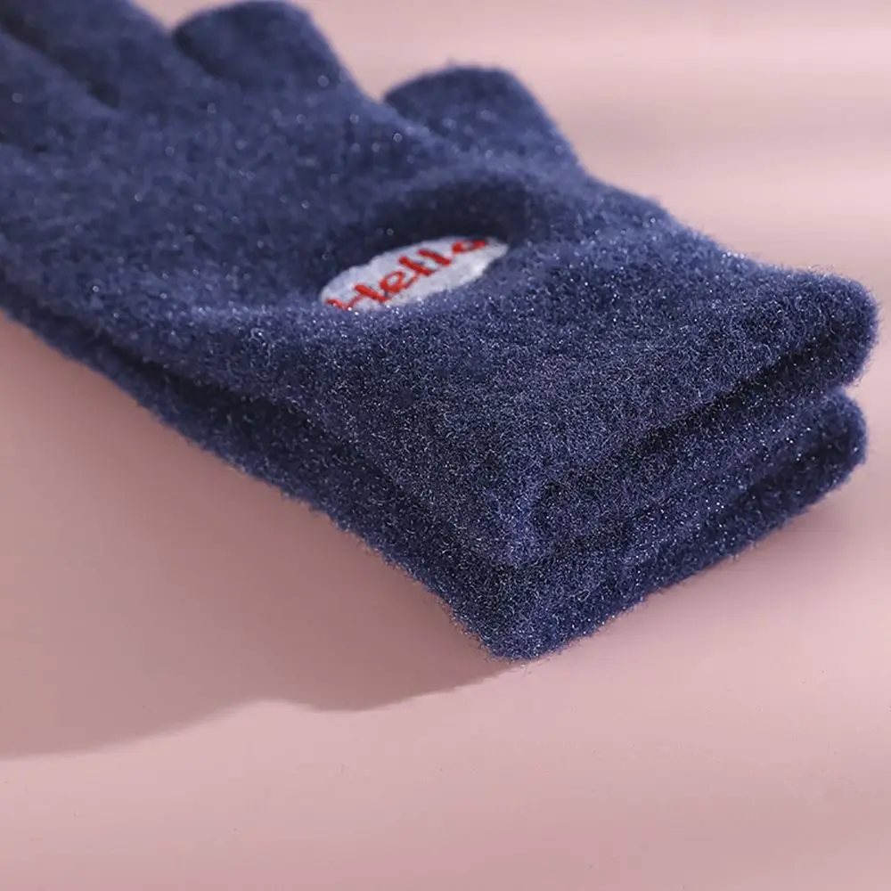 سميكة الكتابة اللعب الهاتف الرجال الشتاء الكشمير ألعاب اللعب أصابع قفازات الكرتون الوجه المبتسم قفازات قفازات محبوكة #2