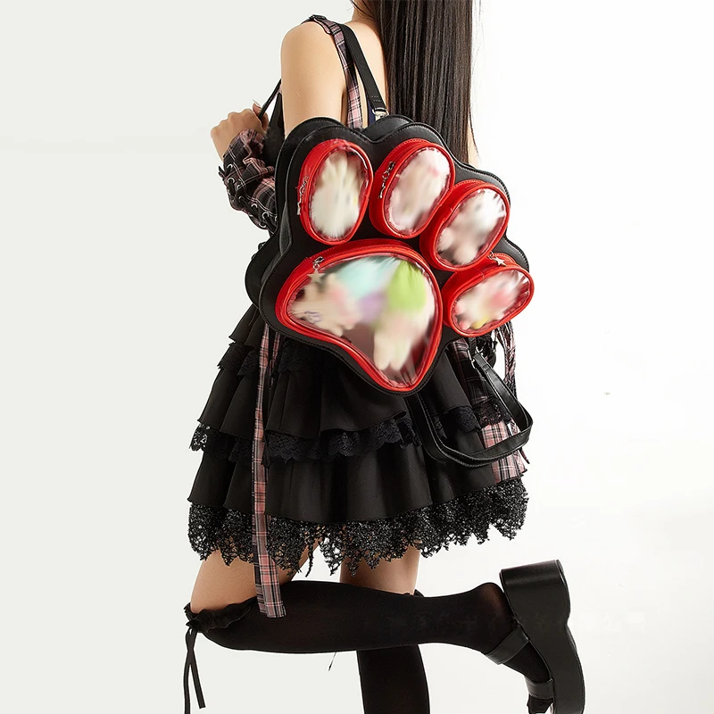 Japanese Cute Cat Paw Ita Bag Y2K Ulzzang Multi-Layer Large Capacity Crossbody Backpack, Fashionable Itabag for Girls Pain Bag