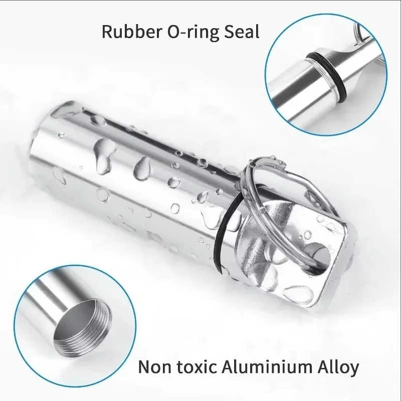 New Travel Mini Case Pill Organizer Box, Waterproof Aluminum Design for Vitamin Fish Oils Earplugs with Sealed Keychain Included - view 2