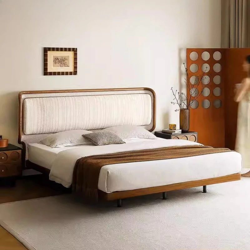

Frame Wooden Bed 2 People Modern Bedside Table Full Size Hotel Bed 2 People Nordic Adult Marriage Design Bedroom Furniture Sets