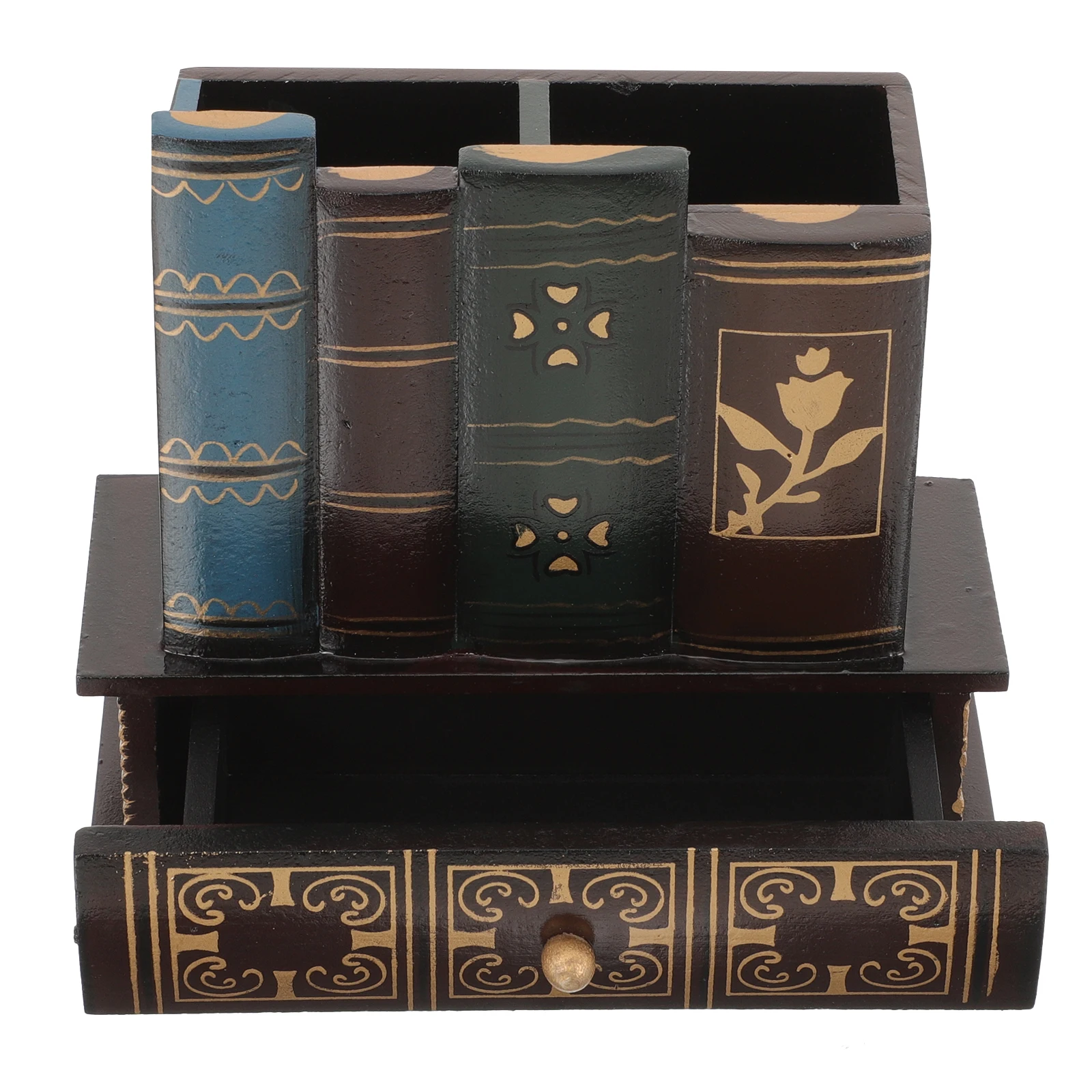 

Mini Pen Box Office Pencil Holder Shaped Retro Stationery Organizer Retro Pen Container Home School Desktop
