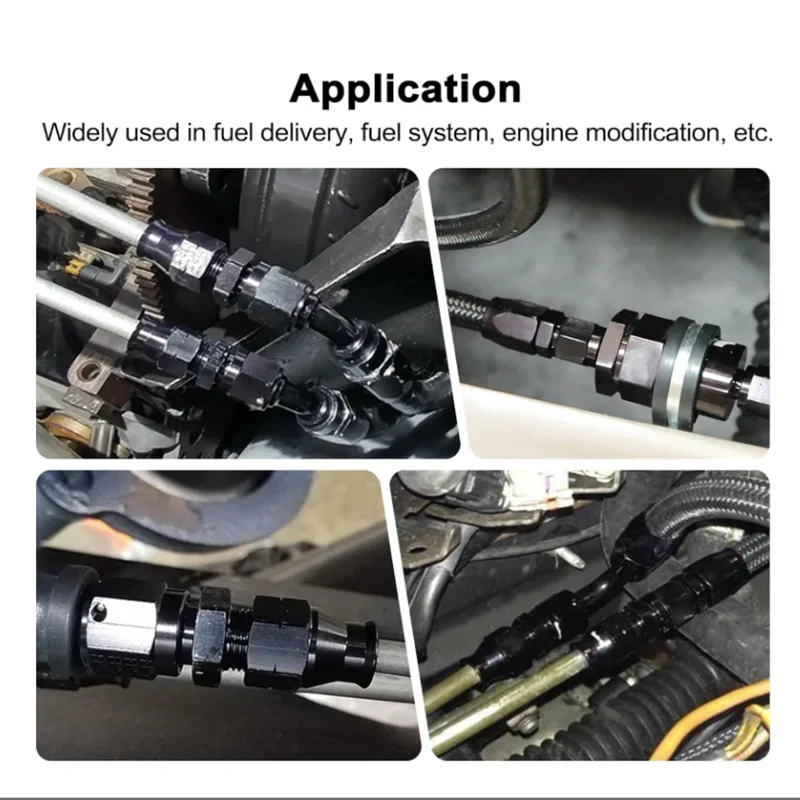 6AN adaptor fiting kompresi garis keras 3/8 inci 5/16 "Pria Hitam aluminium