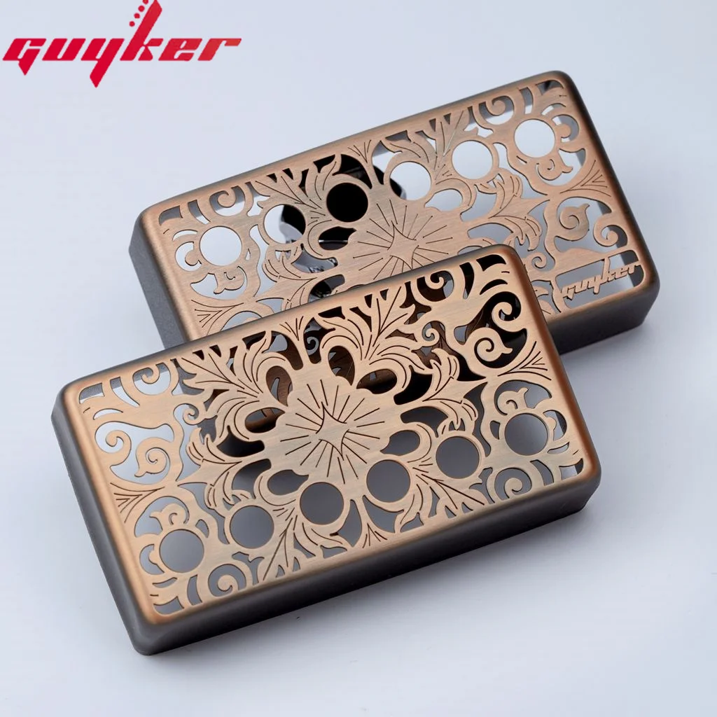 Guyker Humbucker Pickup Cover Cupronickel 50mm and 52mm Pole Spacing Hollowed Out Pattern Pickups Frame Set  For LP Guitar PC010