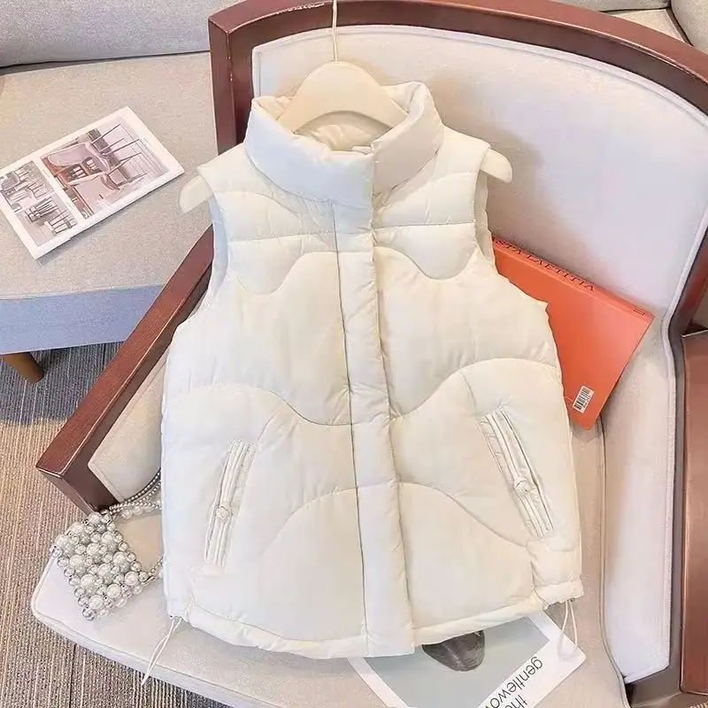 

Korean Vest Women New Autumn Winter Sleeveless Stand-up Collar Down Cotton Vest Female Parkas Waistcoat Coats Ladies Tops