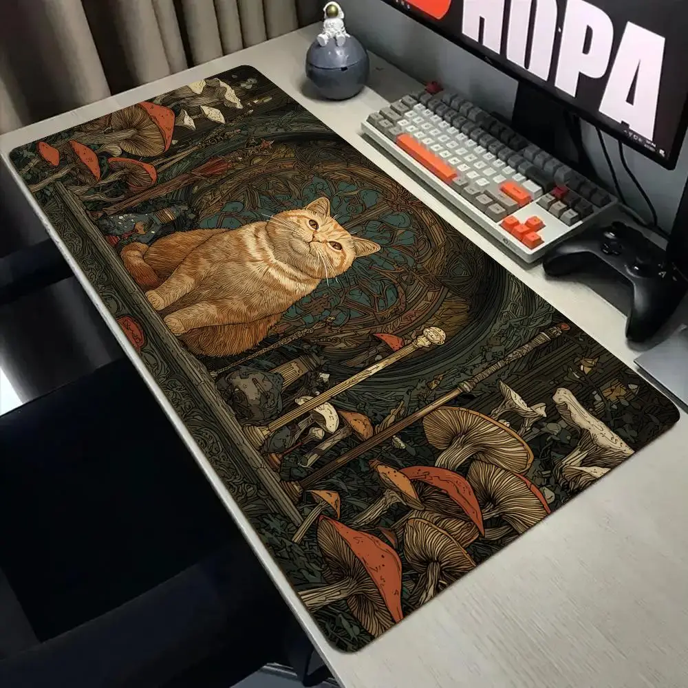 Gorgeous Magic Door and Orange Cat Mouse Pad Desk Mat gaming mats Non-Slip Durable pc accessories keyboard mouse pads maus pad