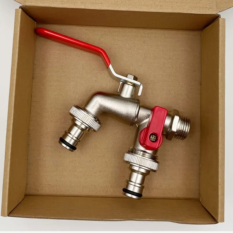

1 Piece Rustic Double Outlet Garden Hose Faucet 304 Stainless Steel Single Hole Universal Threaded Outlet