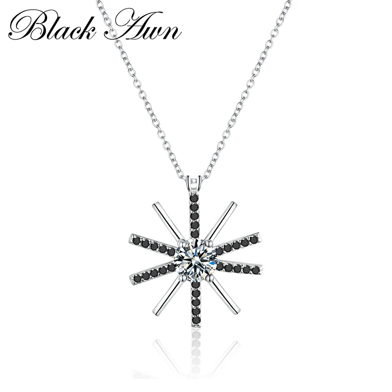 BLACK AWN Silver Necklace Silver Color Slide Necklace Women Jewelry Classic Round Necklaces&Pendants P008