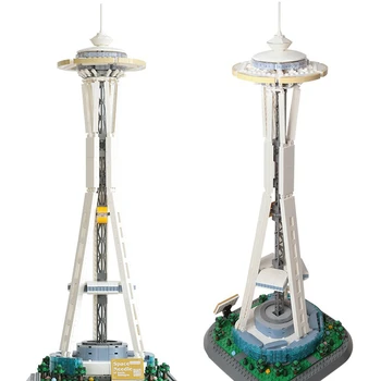 Model City Architecture The Space Needle Seattle's Symbol Street View Building Blocks Set Moc Bricks DIY Assembled Toys Gifts