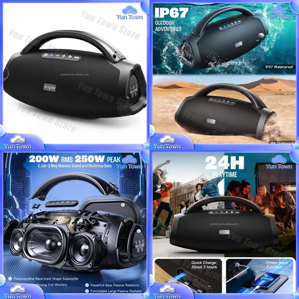 for D20 Original 200W RMS Bluetooth Speaker Boombox IPX7 Waterproof Dustproof Portable Wireless Speaker for Outdoor Home