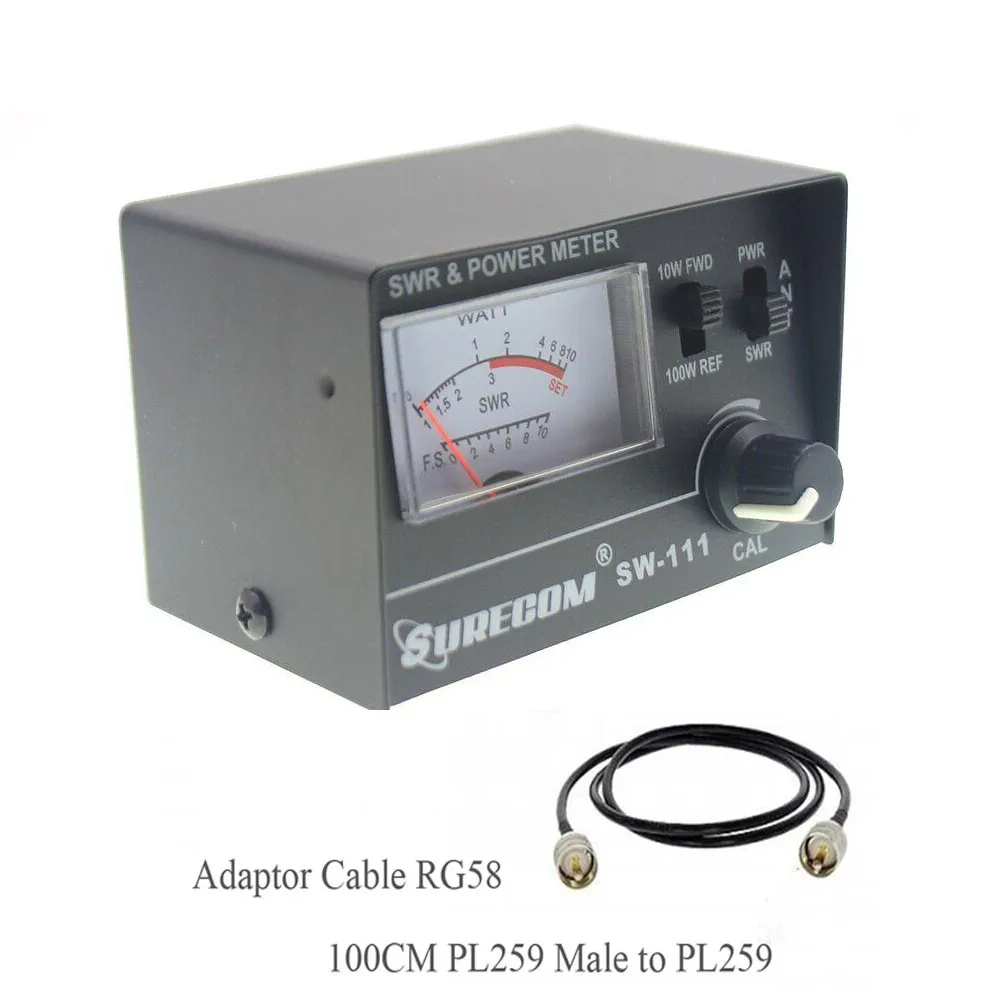 SURECOM SW-111 SWR Power Meter for CB Radio Antenna 100W 3 Function RF Tester Field Strength Test 52 Ohm Mobile Base Station Use