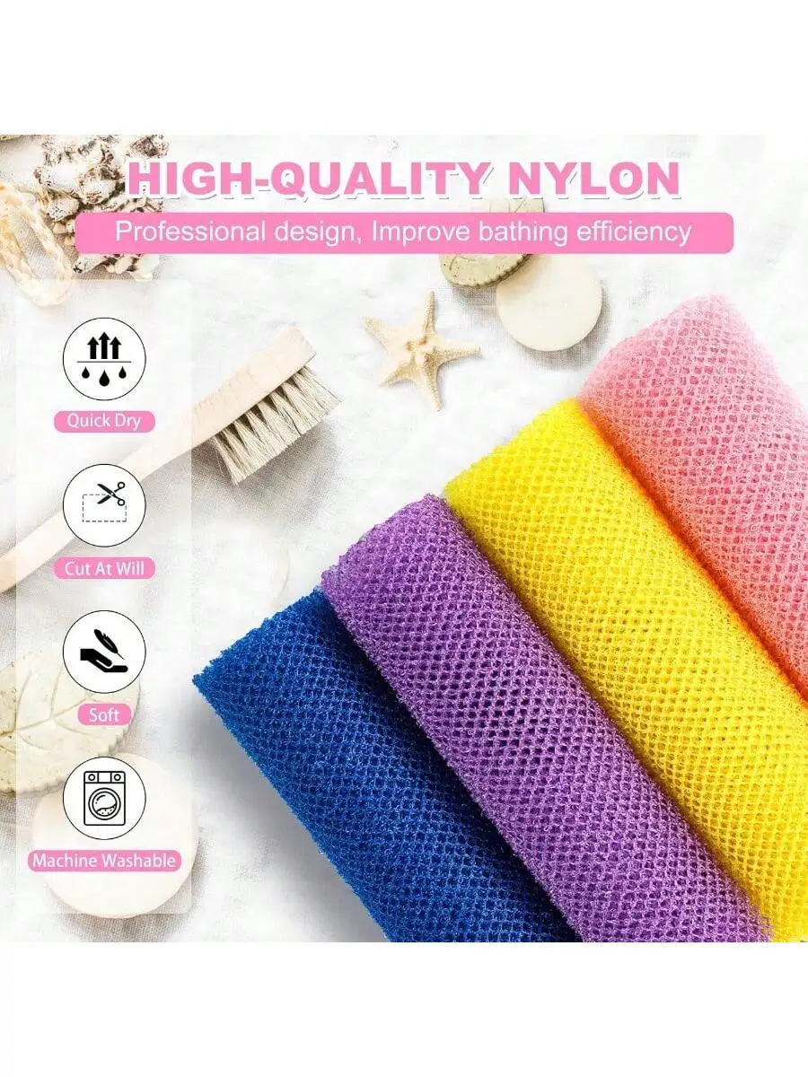 ฟองน้ำตาข่ายยาวฟองน้ำอาบน้ำ Alat penggosok Badan ขัดผิวขัดผิวหลังผิวเรียบเนียนขัดผิวกายสำหรับขัดผิวใช้ในชีวิตประจำวันสำหรับผู้ชายผู้หญิง