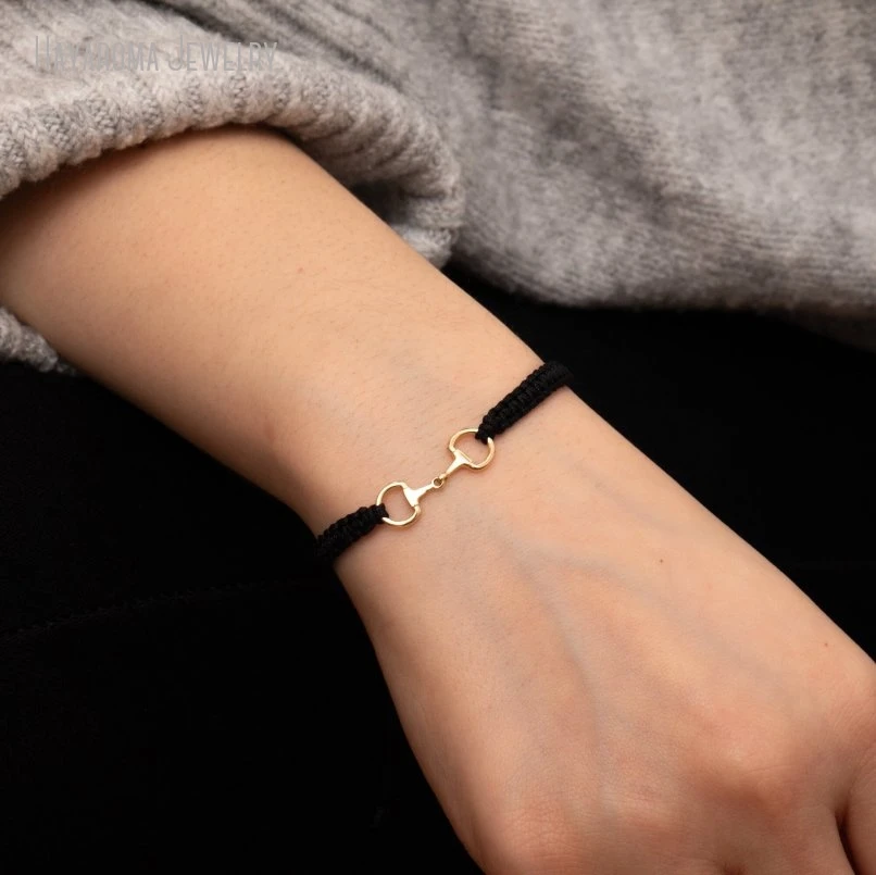

10Pcs Snaffle Bit Bracelet Dainty Horsebit Macrame Slider Horse Lover Equestrian Jewelry For Women Men