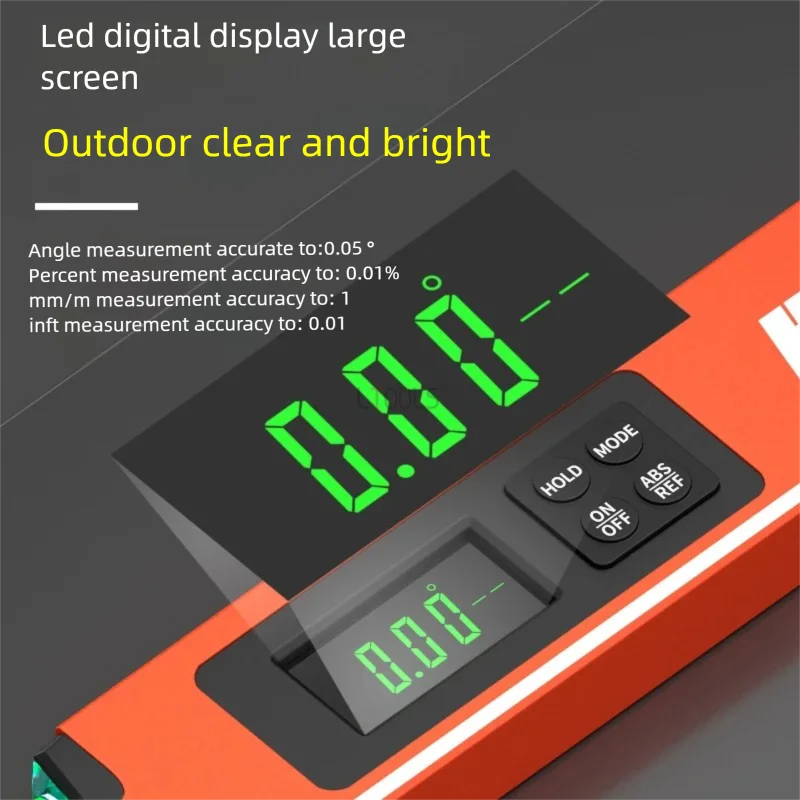 LED Display Digital Protractor 0-90° Range High Precision Angle Finder Anti Slip 40cm Length Magnetic Level Measuring Ruler