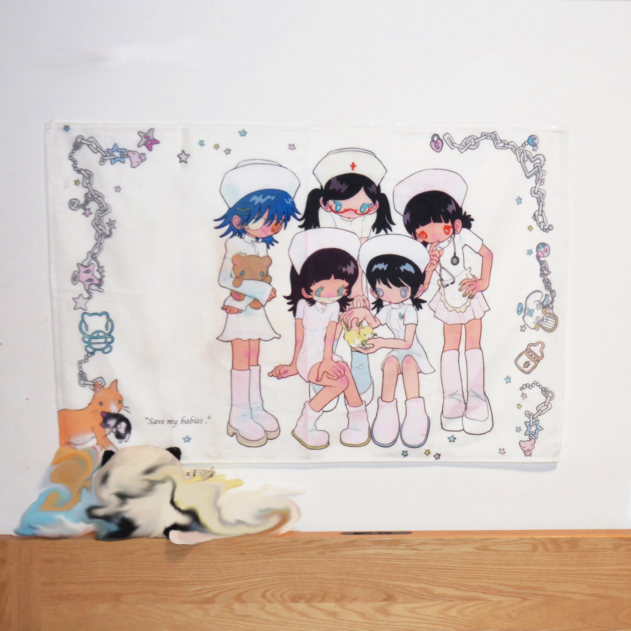 Ins Stil Mädchen Y2K hängen Tuch Cartoon Schlafsaal Schlafzimmer Nachttisch Wandteppich Hintergrund Tuch Miethaus dekorative Tuch