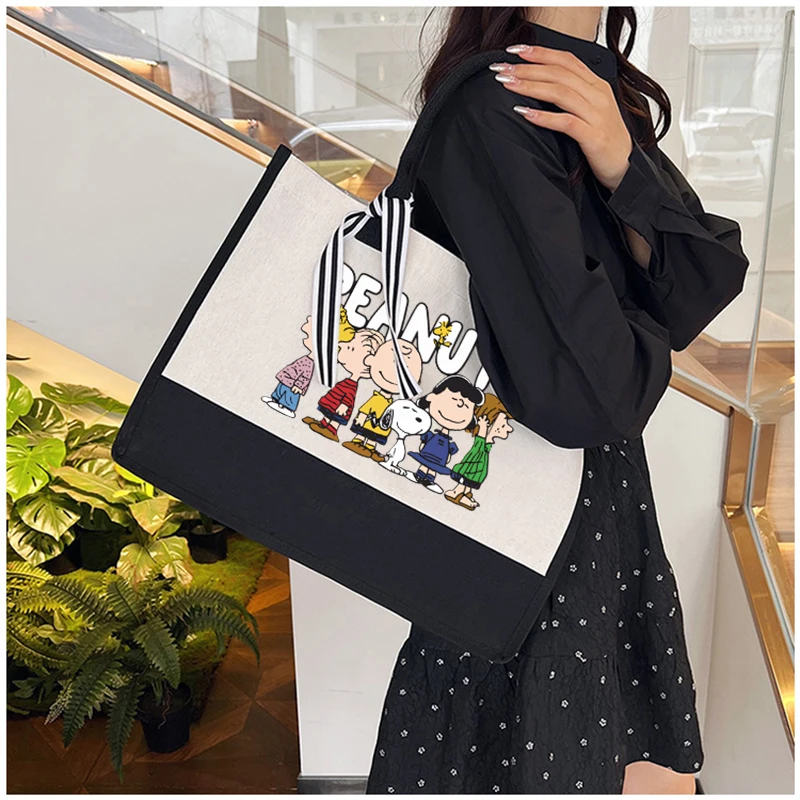 Snoopy Woman's Handbags Large Capacity Ladies Tote Bag Fashion Hundred Trendy Top Handle Satchel Purse Casual Simple Canvas Bags