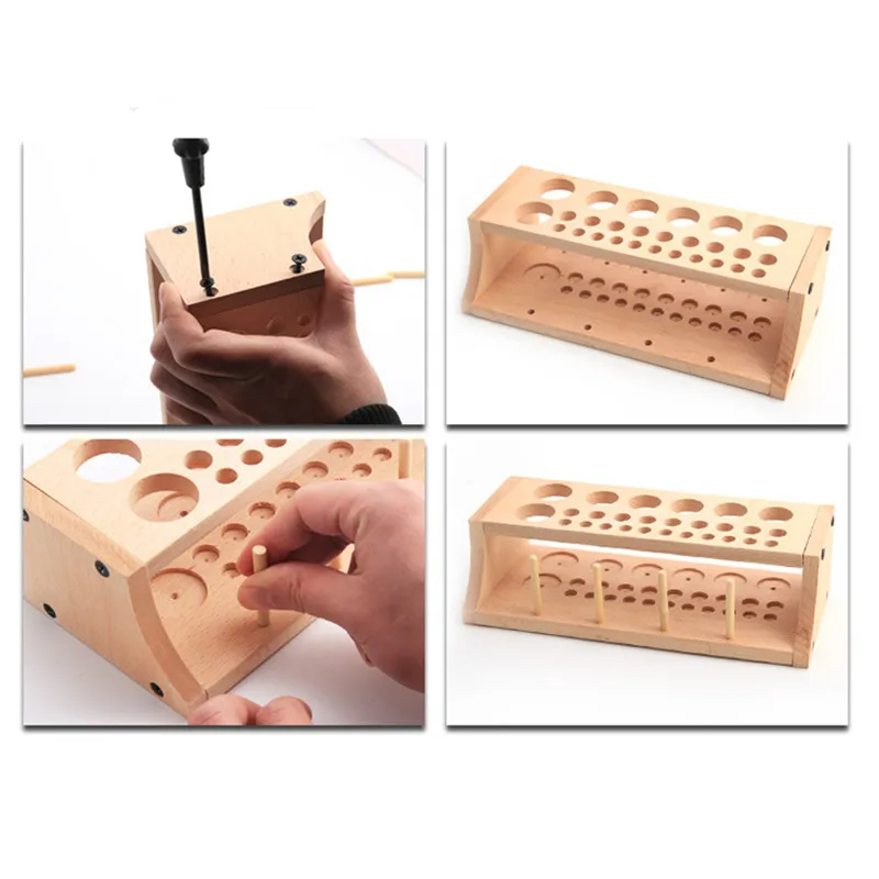 1Set Thread Stand Rack Tool Stamp Stand Beech Rack Leather Holder DIY Storage Holder For Leather craft Tool Set