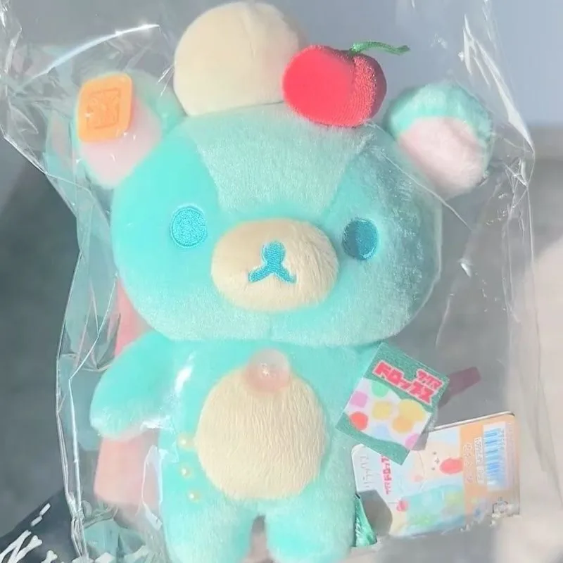 Rilakkuma Plush Toy Mint Blue Bear Plushie with Cherry Cute Ice Cream Bear Soft Stuffed Doll Collectible Gift - view 2