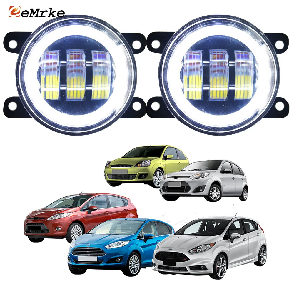 

2x Car Led Fog Lights Assembly Angel Eyes DRL w/ Lens Signal Lights for Ford Fiesta 2008-2017 Fiesta ST 2013 2014 2015 2016 2017