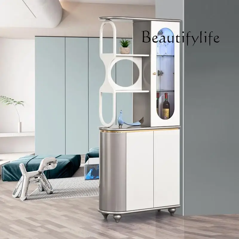 

small apartment partition cabinet is opposite the door to home entrance cabinet wine cabinet integrated double-sided screen