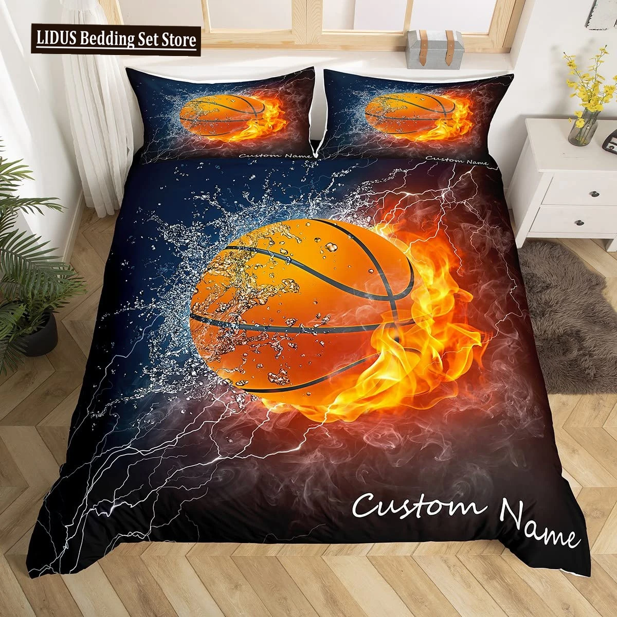 

Custom Bedding Set Basketball Duvet Cover Set With Custom Name For Boys Personalized Sports Comforter Cover For Birthday Gifts