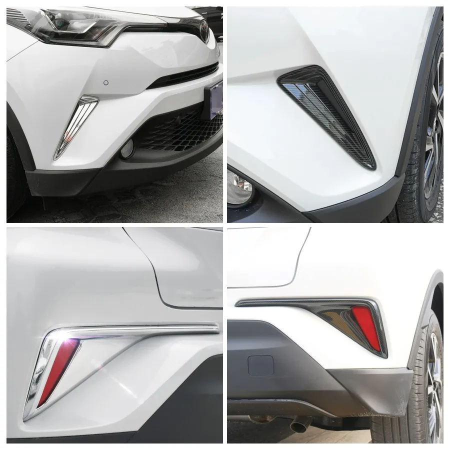 Front Rear Foglight Lamp Sticker Cover Fog Lights Lamps Eyelid Eyebrow Strip Cover Trim For Toyota CHR C-HR 2017-2020