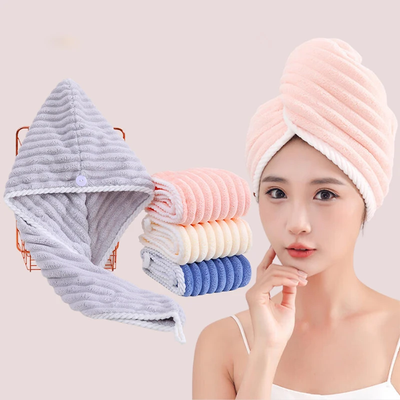 Wavy Pattern Hair Dry Hat Women's Thickened Water-Absorbent Hair Dry Hat Women's Cute Shower Cap Dry Hair Towel