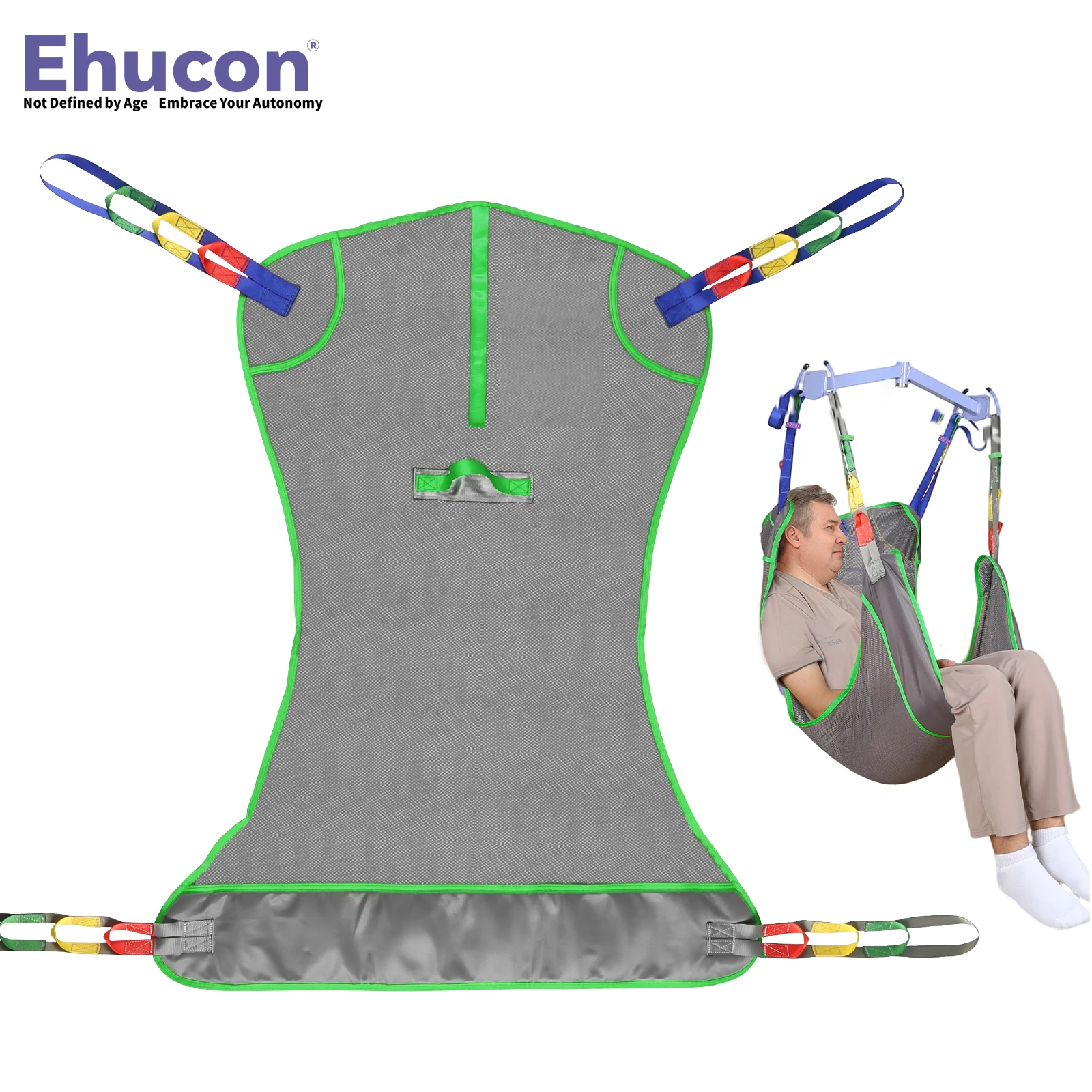 Ehucon Universal Full Body Patient Lift Sling Medical Hoist Sling for Bed Positioning Assist and Transfer Disabled