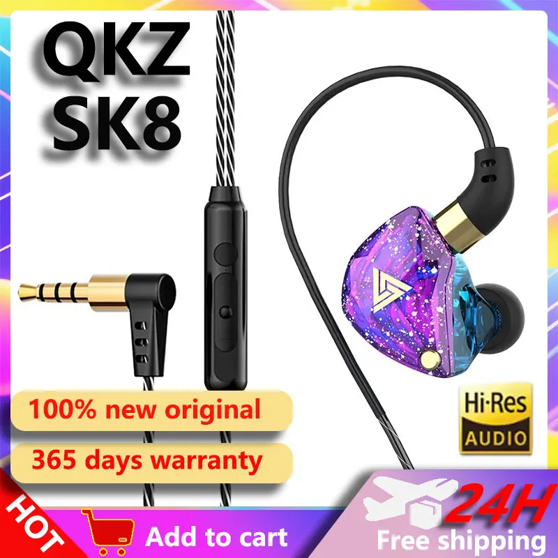 QKZ SK8 سماعة رأس سلكية HIFI ستيريو ديناميكي ثقيل باس 3.5 مللي متر AUX داخل الأذن رصد سماعة لعبة الرياضة سماعات الموسيقى مع ميكروفون #1