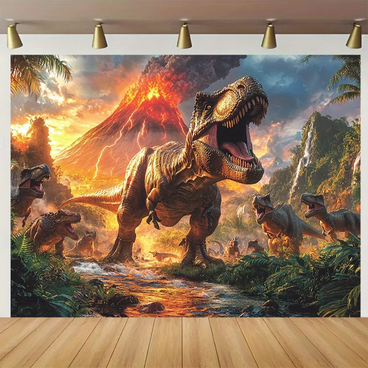 Epic Dinosaur Tapestry Wall Hanging T-Rex Jurassic Prehistoric Jungle Scene Art Decor Large Room Decoration 180x280cm