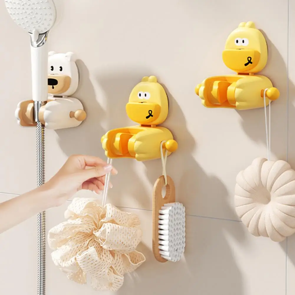 

Shower Rack Cartoon Bear Duck Shape Wall-mounted Suction Cup Shower Holder Strong Load-Bearing Capacity Hook Design Shower Shelf