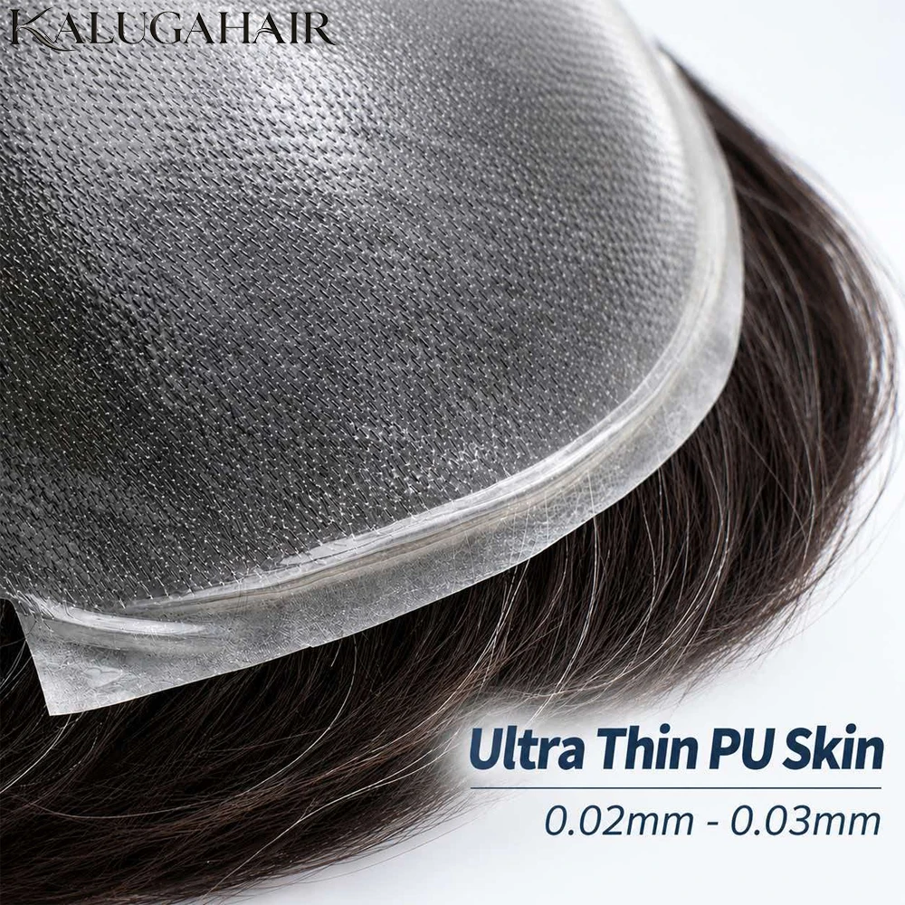 0.03mm V Loop Men's Toupee Human Hair System Replacement Invisible Thin Capillary Skin Male Prosthesis Wig Natural Hairline