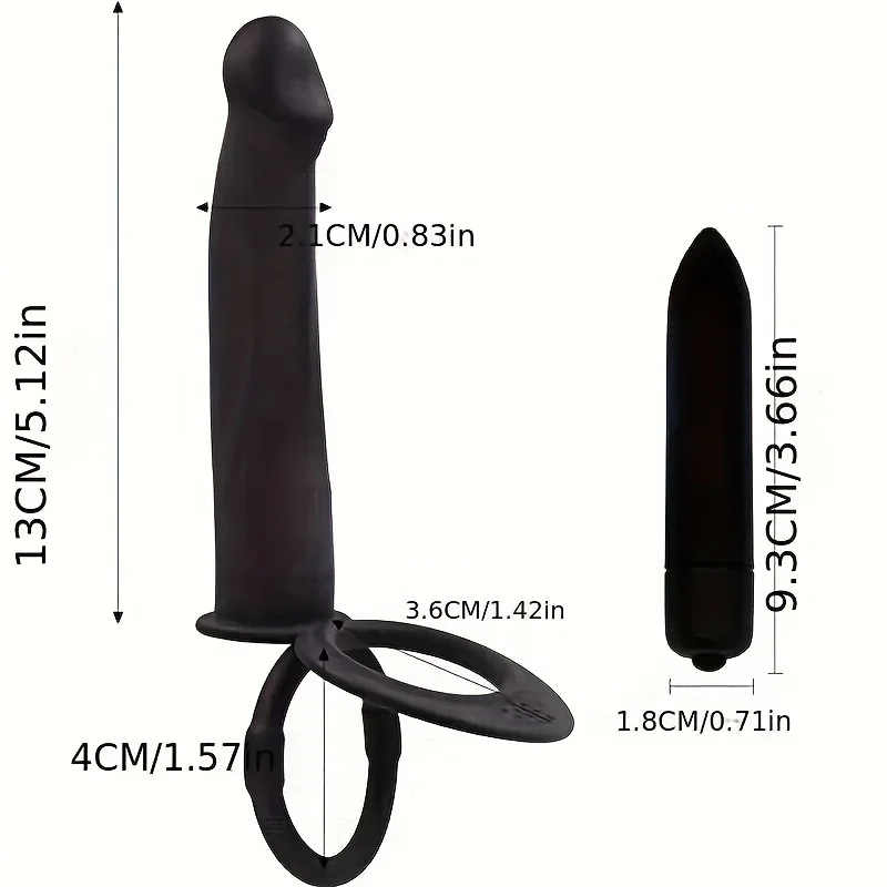 Silicone Vibrating Anal Plug, Double Penetrating Dildo with Cock Ring 10 Frequency Vibrating Ass Plug - No Battery Sex Toy