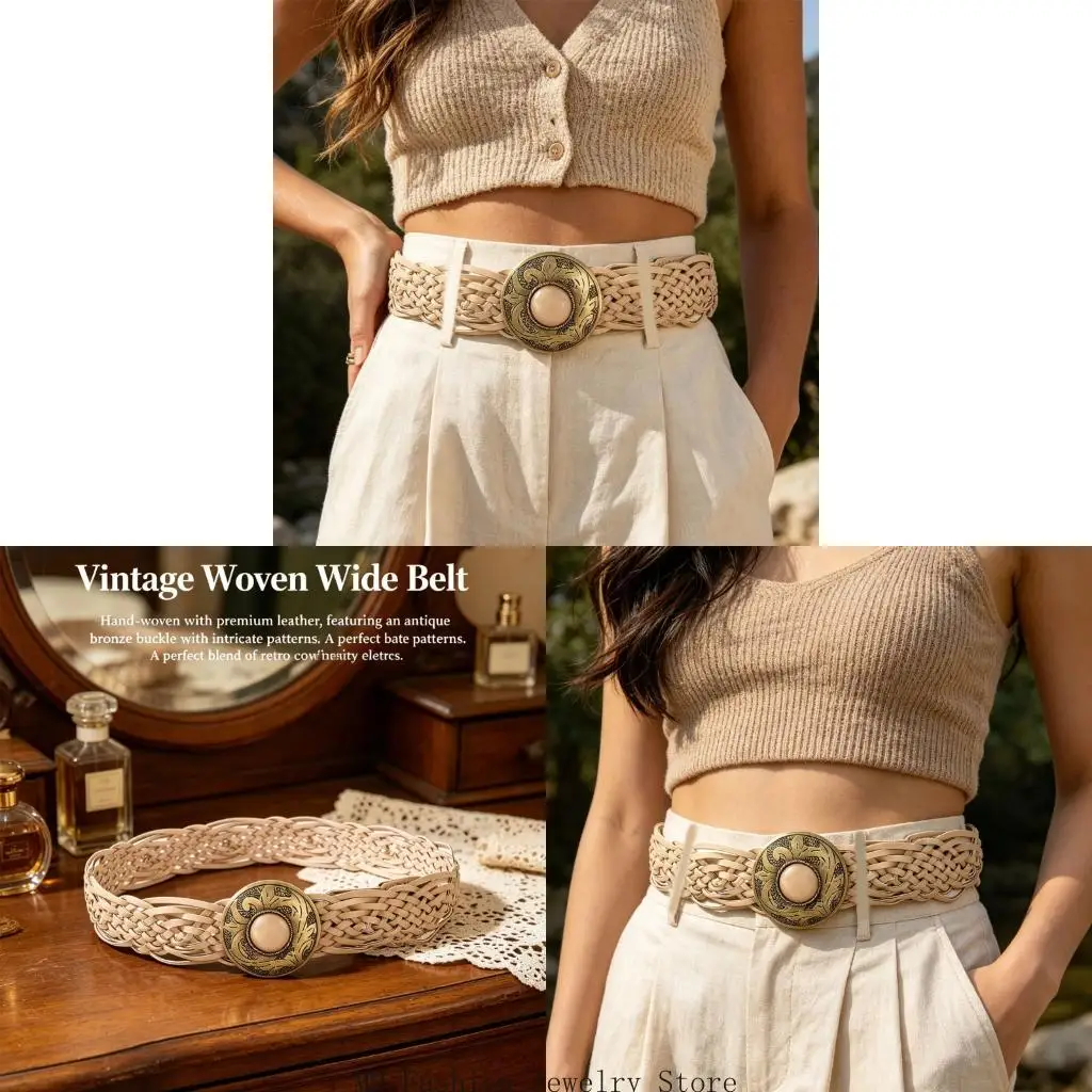 Adjustable Braided Belt For Men Women Comfortable Carved Fashion Waist Girdle D0UB