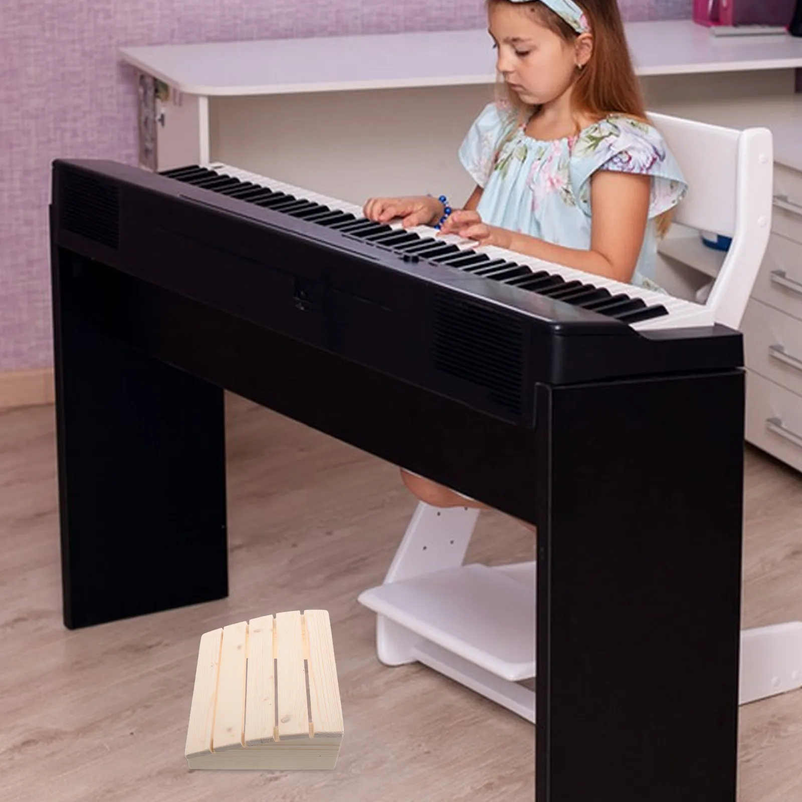 Wood Step Stool Piano Footrest for Beginners – Ergonomic Elevated Practice Chair with Comfortable Cushion