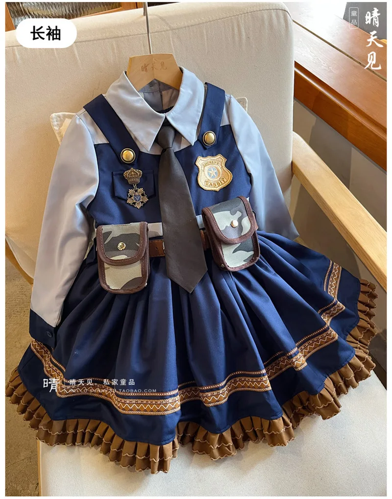 الفتيات تأثيري Zootopia جودي أرنب الكرتون فستان مجموعة طويلة الأكمام الأميرة تنورة الاطفال حفلة عيد ميلاد ملابس رقص الصيف الخريف