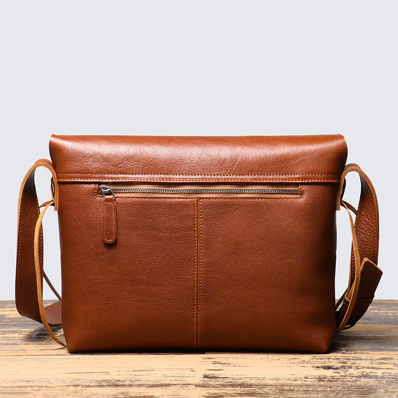 New Vintage Men's Genuine Leather Shoulder Bag Unique Simple Crossbody Cowhide Bag