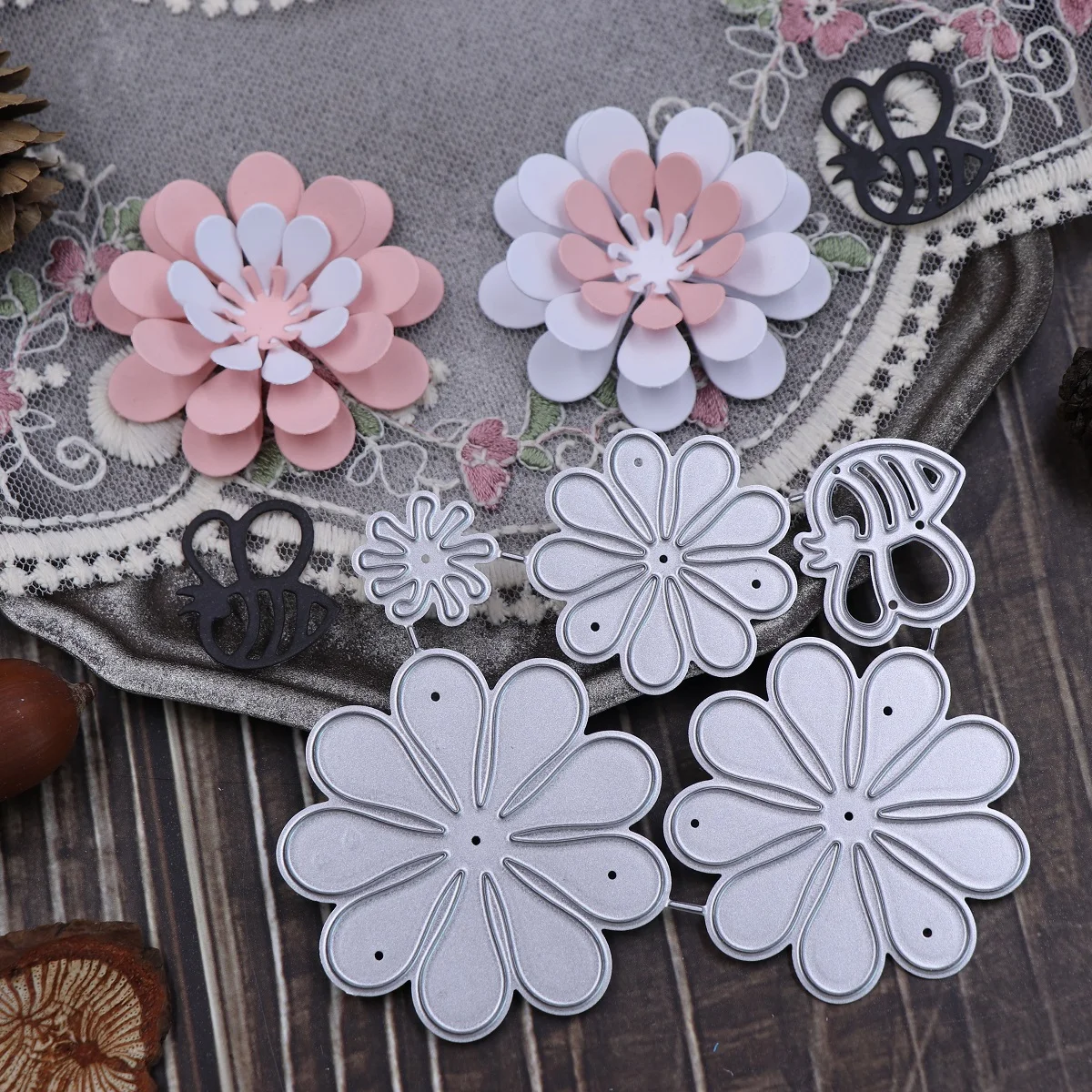 Flower Petals Metal Cutting Dies for Scrapbooking DIY Album Embossing Greeting Card Die Cuts 3D Flowers Dies Cutting 2024 New