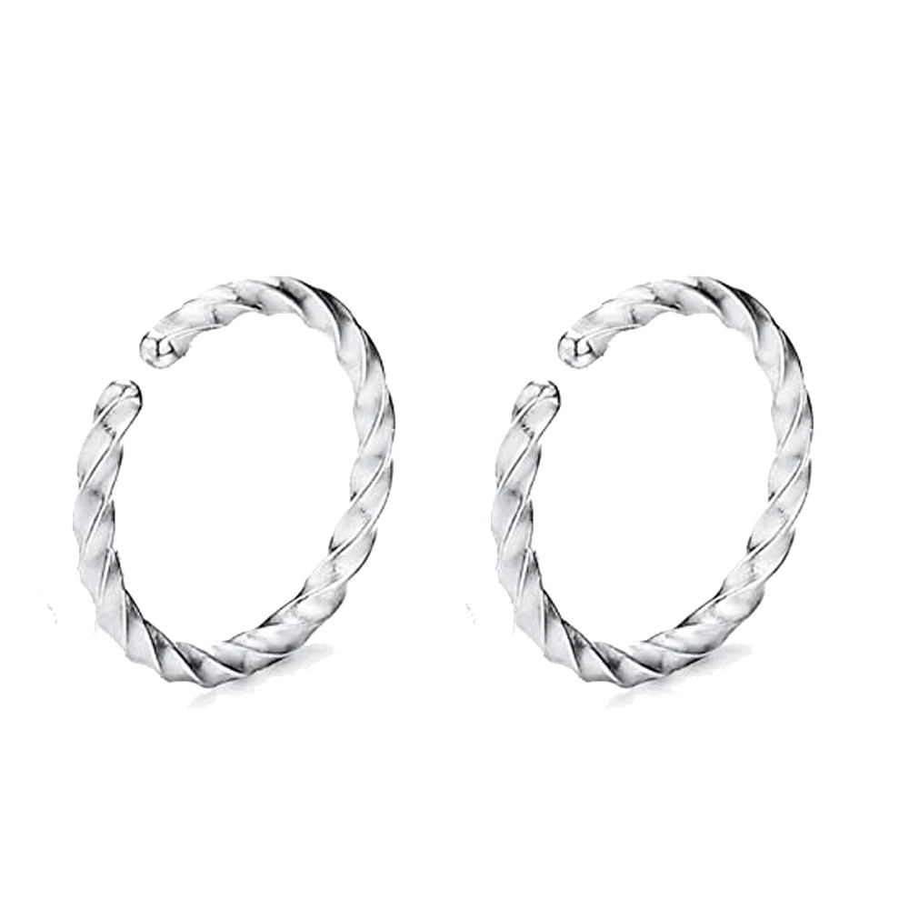 2pcs 20G Twist Thin Fake Nose Ring Septum Helix Nostril Piercing Labret Lip Fake Piercing Titanium Cartilage Fake Earrings Hoop