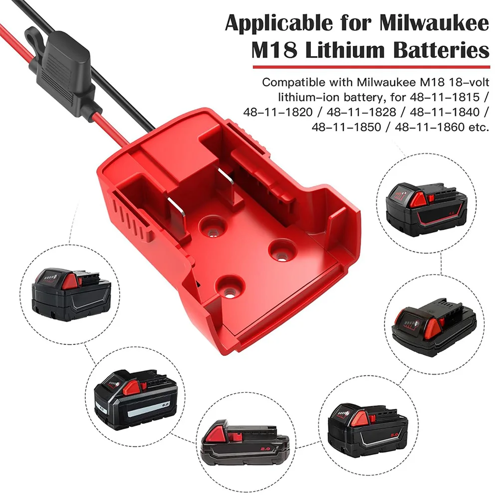 Battery DIY Adapter for Milwaukee 18V Lithium Battery Power Wheels Adapter with Fuse For 48-11-1815 48-11-1850 Battery