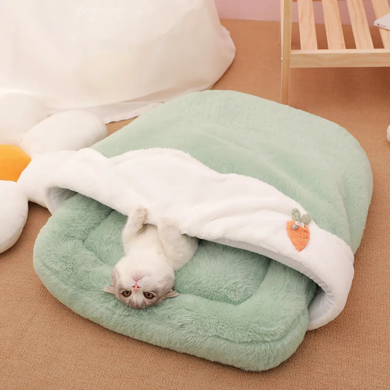 Winter Cat Bed Deep Sleep Warm Pet Cushion for Small Cats Dogs with Pillow Cozy Cat Nest Kennel Mat Washable Pet Beds Products