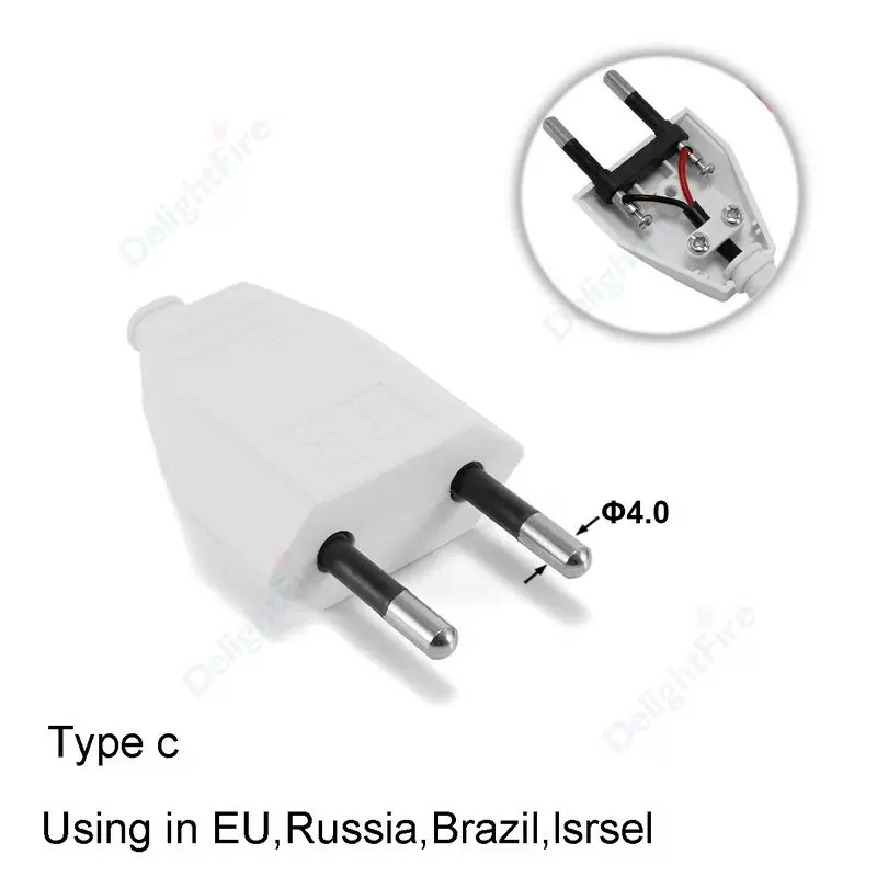 4.0mm EU Plug Adapter Male Replacement Outlets Rewireable Schuko Electeical Socket Europea AC Power Extension Cable Rewire Plug