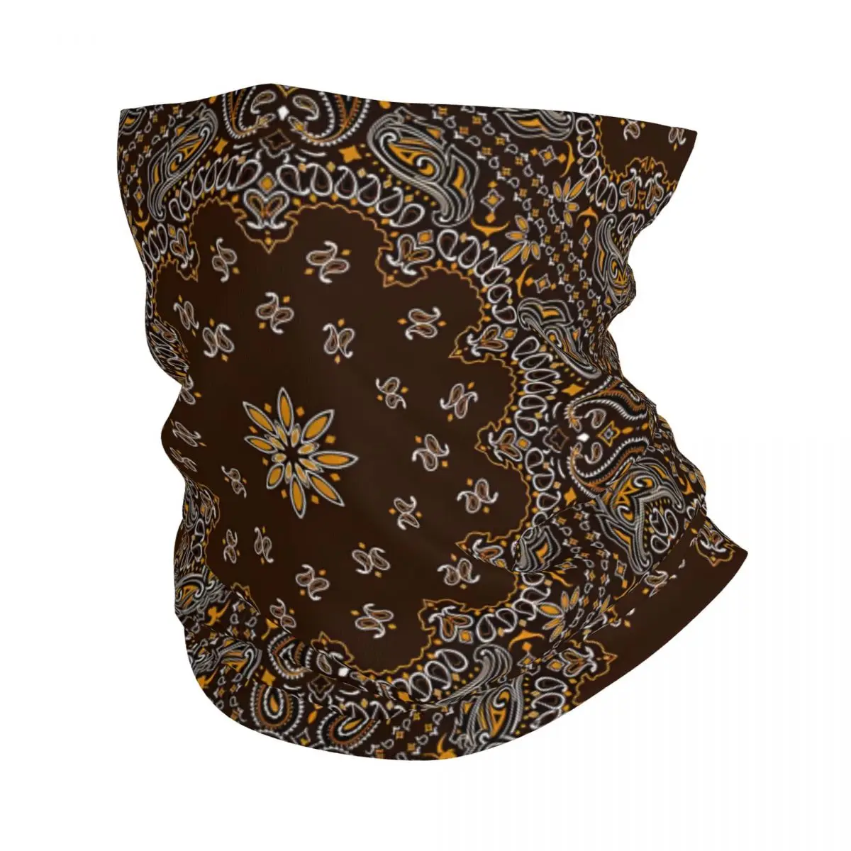 Brown Bandanna Pattern Thin Bandana Neck Gaiter Wrap Scarf Headband Neck Cover