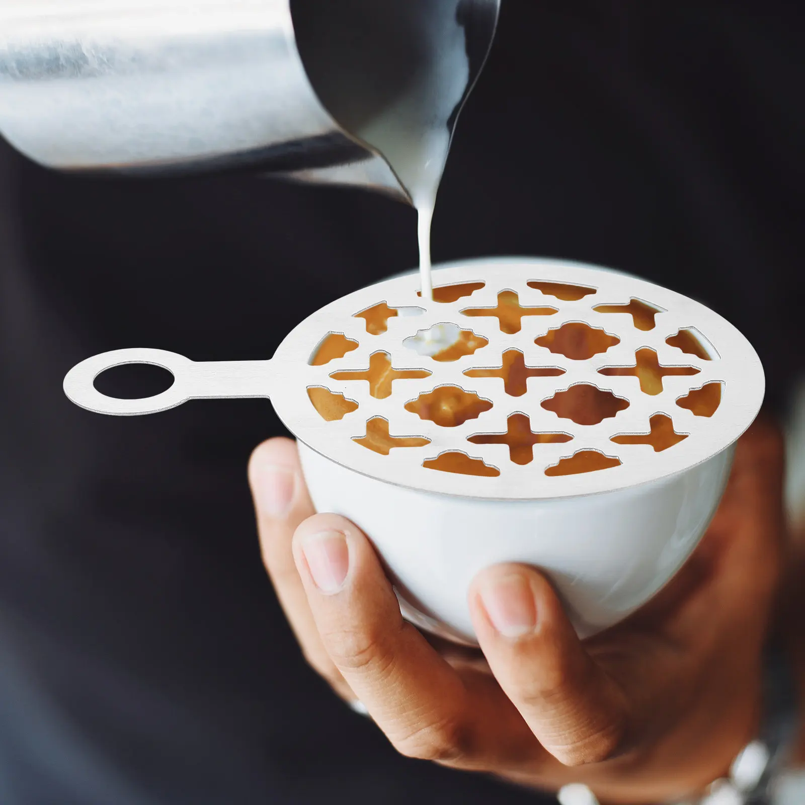 Coffee Art Stencils 4 Piece Stainless Steel Reusable Latte Cappuccino Cake Decorating Tools