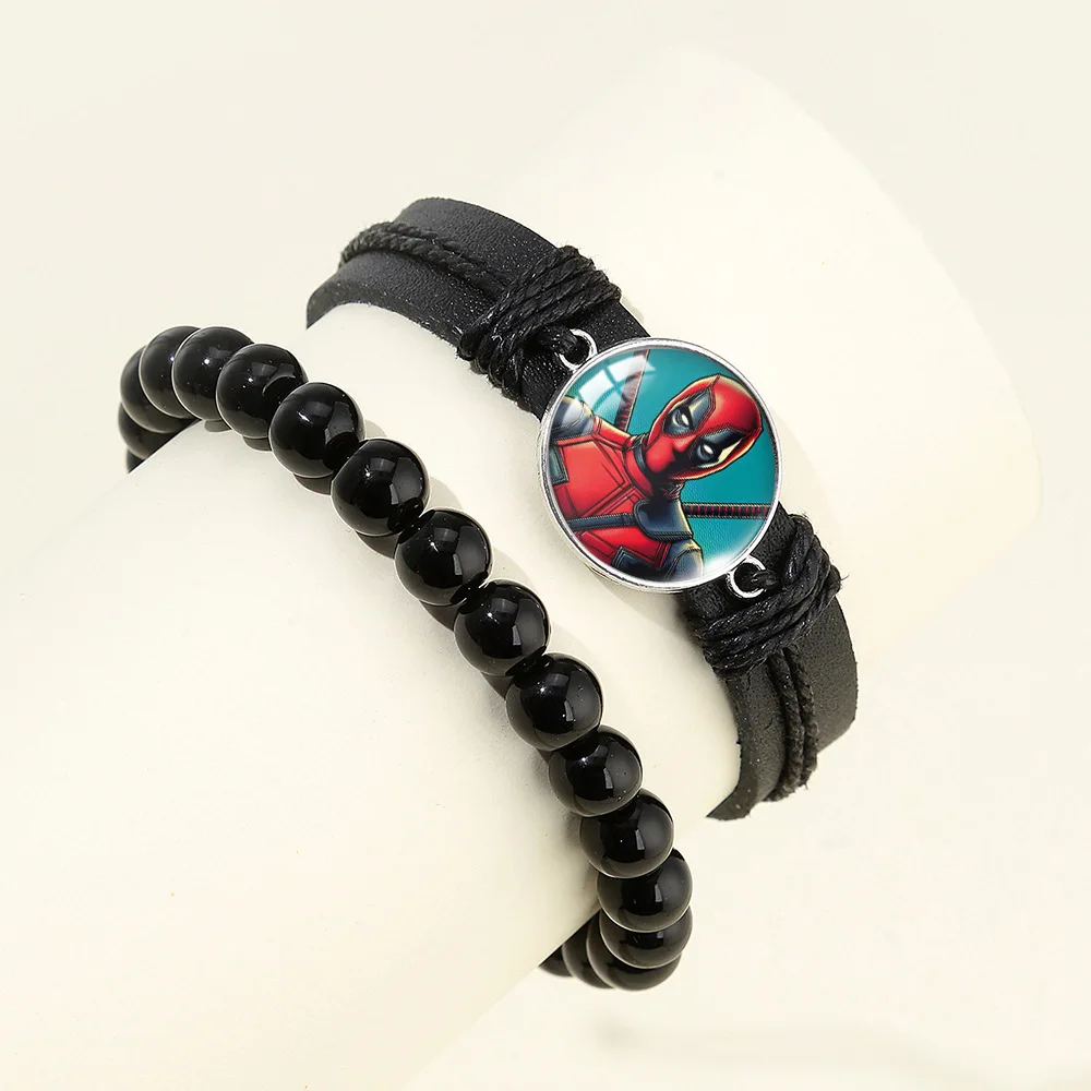 Disney Marvel Deadpool 3 Bead Bracelet Souvenir Deadpool Wolverine Bracelet Accessories Fashion Marvel Deadpool Jewelry Bangles