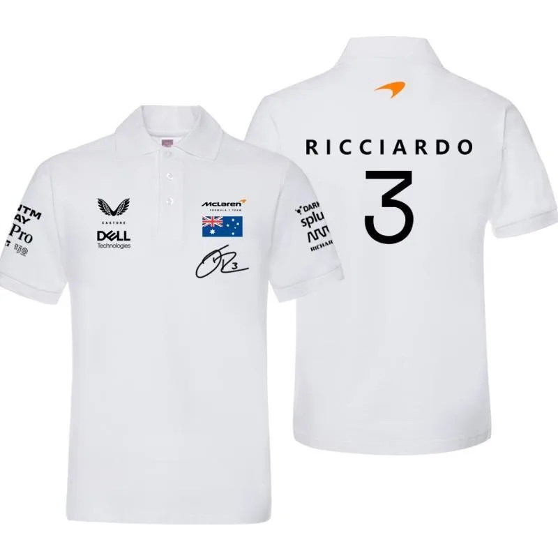 ماكلارين فورمولا 1 فريق قمصان بولو للرجال والنساء الصيف القطن الخالص فضفاضة تناسب عادية قصيرة الأكمام تي شيرت #4